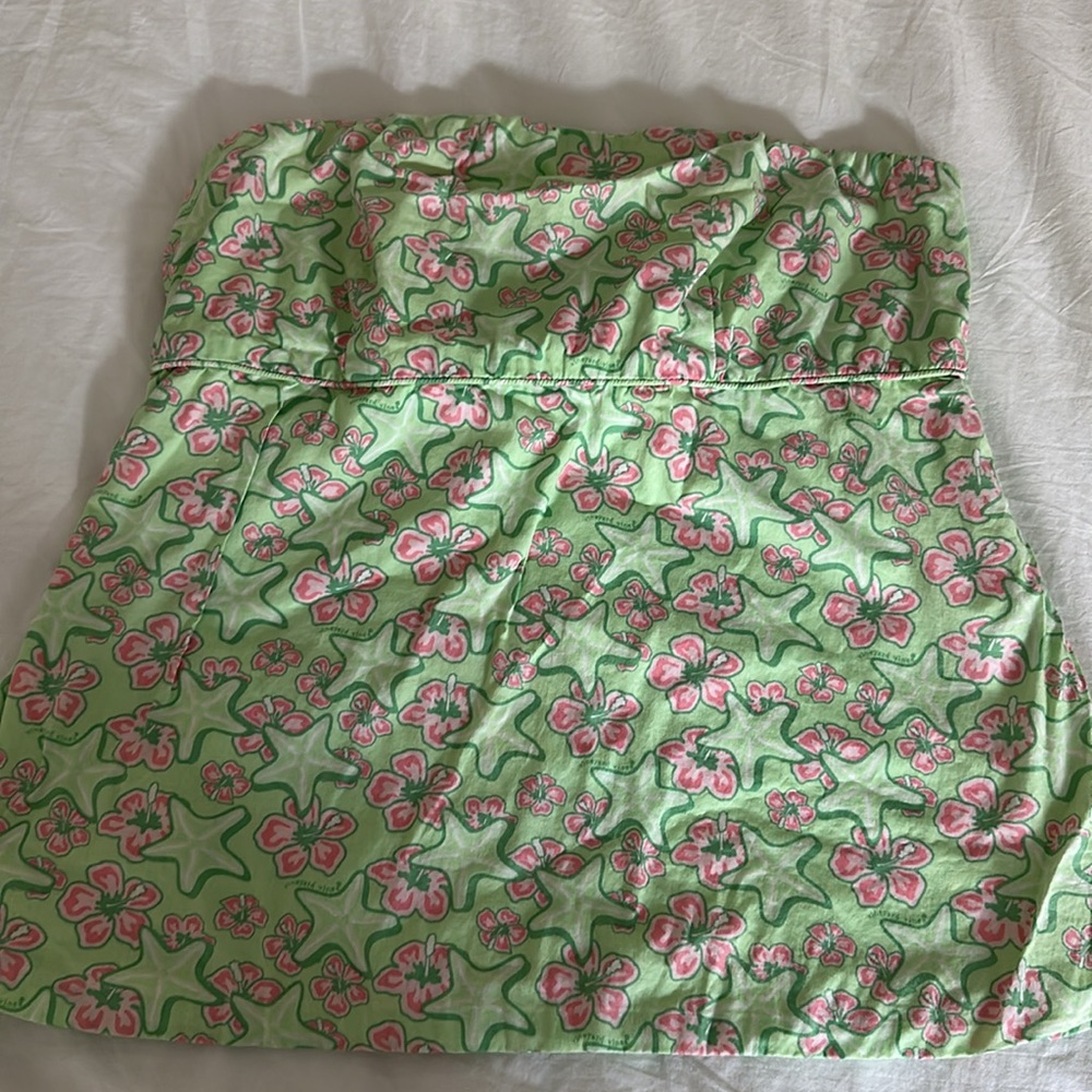 Vineyard Vines pink & green starfish strapless top - women’s size 6